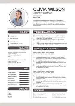 Business Content Creator Resume Modern