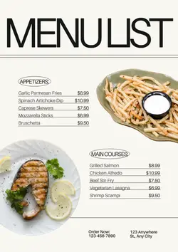 Food Menu List Menu