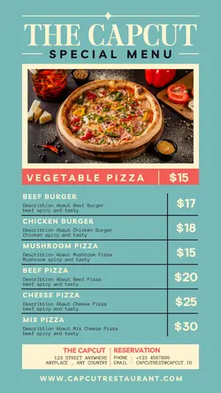 Food and Beverage Menu Restaurant Vegetable Pizza