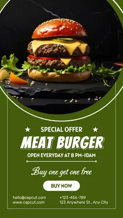 Special offer meat burger green promotion product instagram post