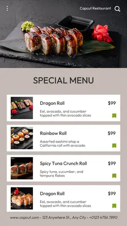 Japanese Food Menu Instagram Story