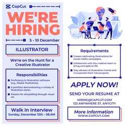 Hiring Illustrator Designer Promotion Social Media Blue Flat Mpdern