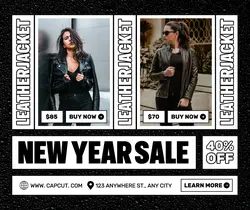 New Year Leather Jacket Promotion Facebook Post