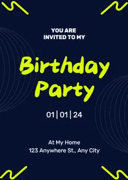 Birthday Party Navy and Green Pastel