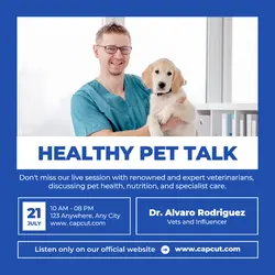 Blue Minimalist Healthy Pet Talk Instagram Post