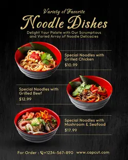 Food & Beverage Variety of Favorite Noodle Dishes Instagram Portrait