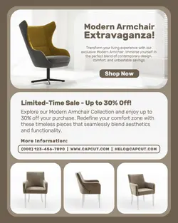 modern armchair extravaganza instagram post