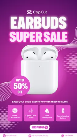 Earbuds Super Sale - Tiktok Template