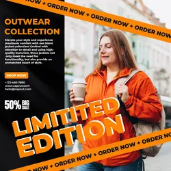 Outwear Collection Promotion Instagram Post Orange And Black Modern