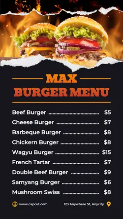 Food Burger Menu Instastory