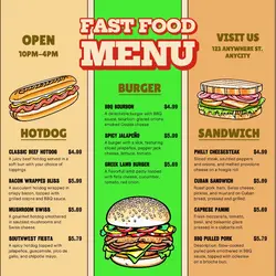 Pastel Fast Food Menu for social media post
