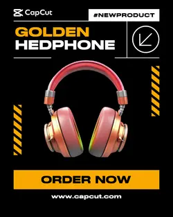 Golden Headphone Instagram Portrait Story