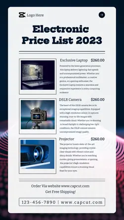 Electronic Price List Instagram Story