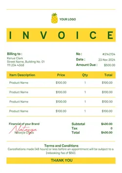 Fun Minimalist Style Invoice Design