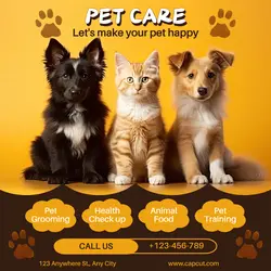 Pet care orange brown instagram post