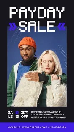 Black and Blue Minimal Fashion Payday Sale TikTok