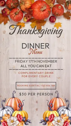 Thankgiving dinner menu