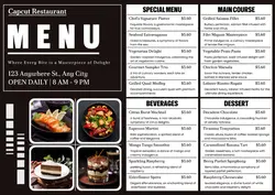 Dark Brown Simple Restaurant  Menu