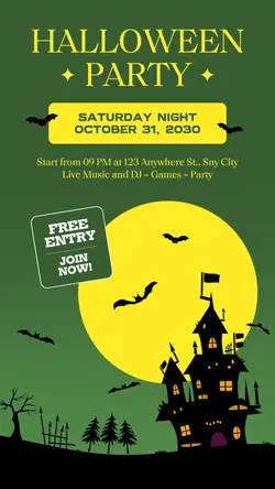 Green Halloween Party Instagram Story