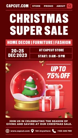 Christmas Super Sale Poster Promotion TikTok Post