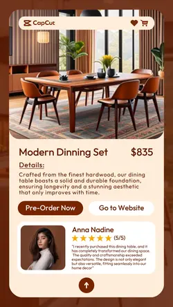 Furniture Dinning Table Display instagram Story