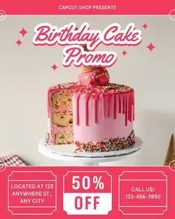 Birthday Cake Food Promotion Poster