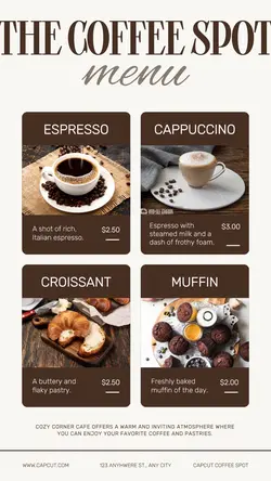 Brown Minimalist Cafe Menu Instagram Story