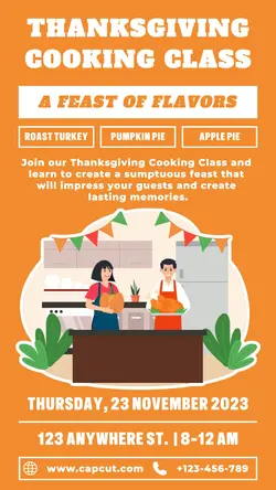 Thanksgiving Cooking Class Poster Promotion TikTok