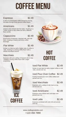 Beverage Coffe Menu Instagram Story