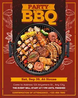 BBQ party invitation design for Instagram portrait posts