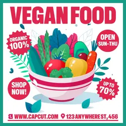 Vegan Food Promotion Instagram Post Red Green Flat Modern