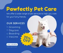 Blue Minimalist Pet Service Facebook Post