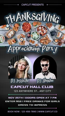 Thanksgiving Appreciation Party Instagram Story