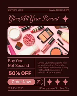 Make Up Set Promotion Instagram Portrait Brown Pink