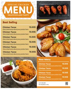 Business promotion Minimalist Special Chicken menu design for Instagram Portraits