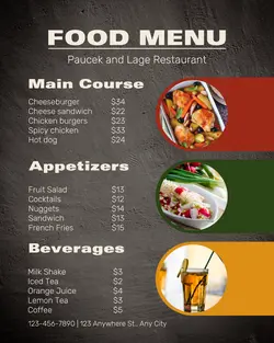 Food and Beverage Food Menu Restaurant