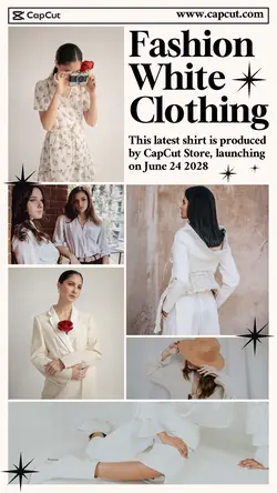 Fashion White Clothing Women 6 Multi-product Image Product Display Tik Tok Cream White Minimalist