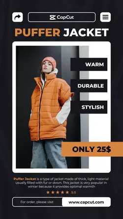 Puffer Jacket Fashion Industry Promotion Instagram story