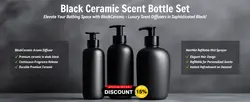 E-Commerce Household Bathroom Accessories Black Ceramic Scent Bottle Set Detail Page