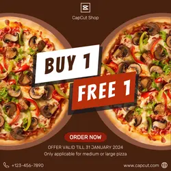 Food and Beverage Buy One Free One Pizza Promotion Instagram Post