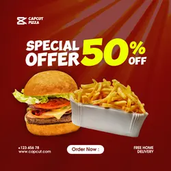 Promotion Pizza Instagram Post Maroon