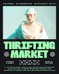 Black Modern Thrifting Market Instagram Post