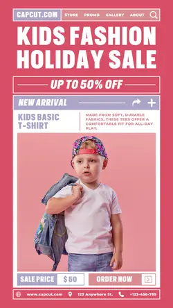 Fashion Kids Holiday Sale Poster Promotion TikTok