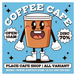 Coffee Cafe Promotion Instagram Post Blue Flat Retro