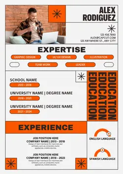 Modern Monochrome Orange Color Resume Design
