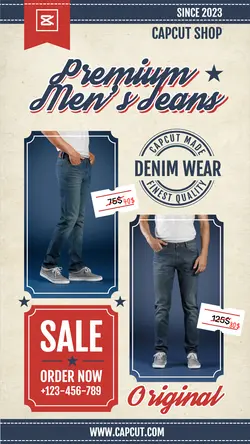 Fashion Denim Wear Retro Style Instagram Story