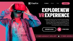 Black and Pink Virtual Reality Cyber Monday Sale Website