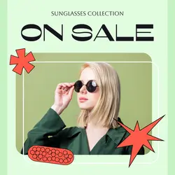 Fashion Sunglasses On Sale Instagram Post Green Cute Style