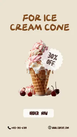 Food Ice Cream Cone 30%Off Instagram Story