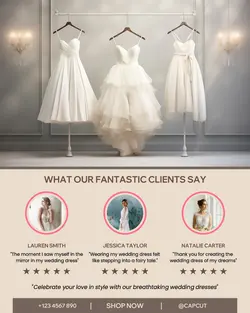 Client Review Wedding Dress for Social Media Post